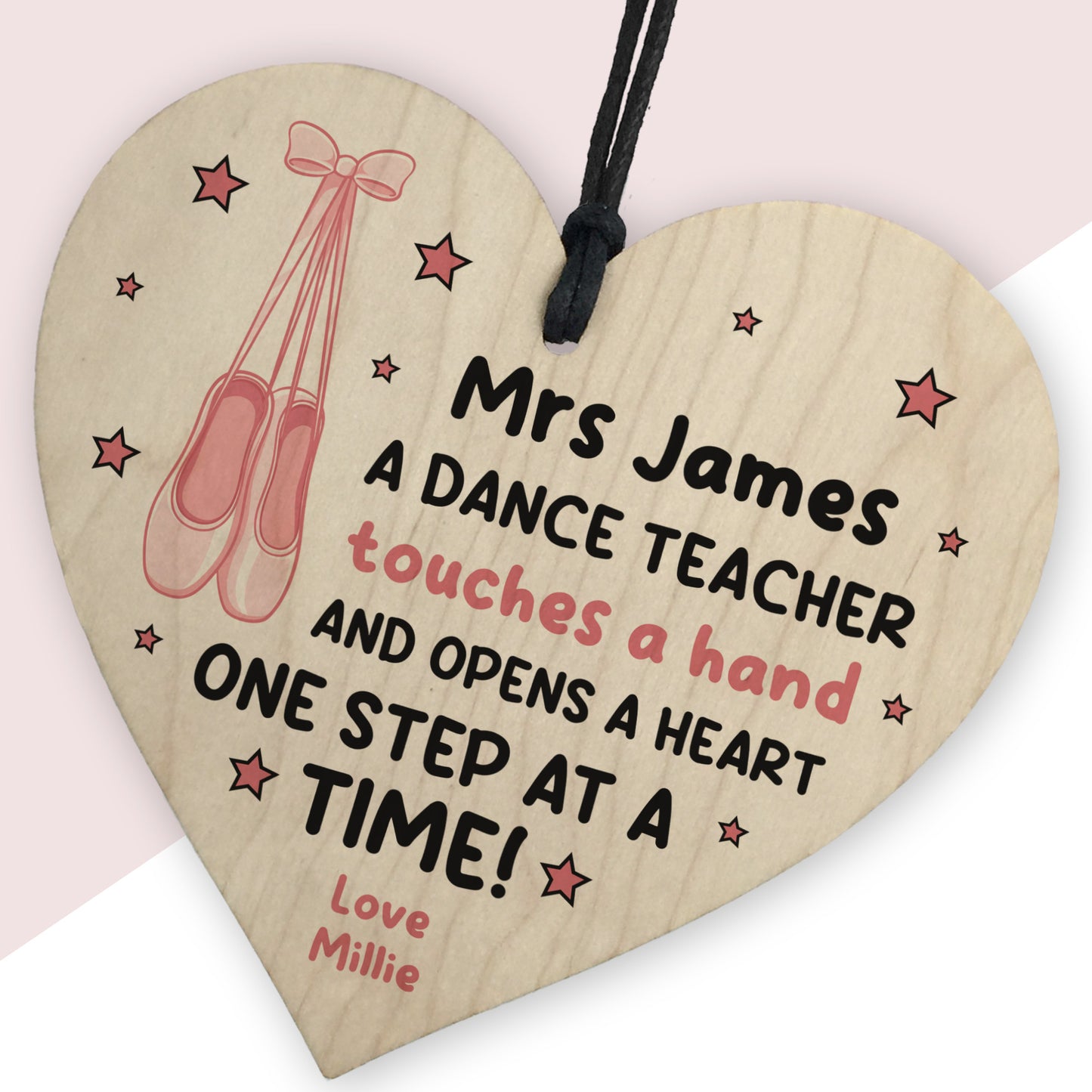 Personalised Dance Teacher Gifts Wooden Heart Ballet Tap Jazz