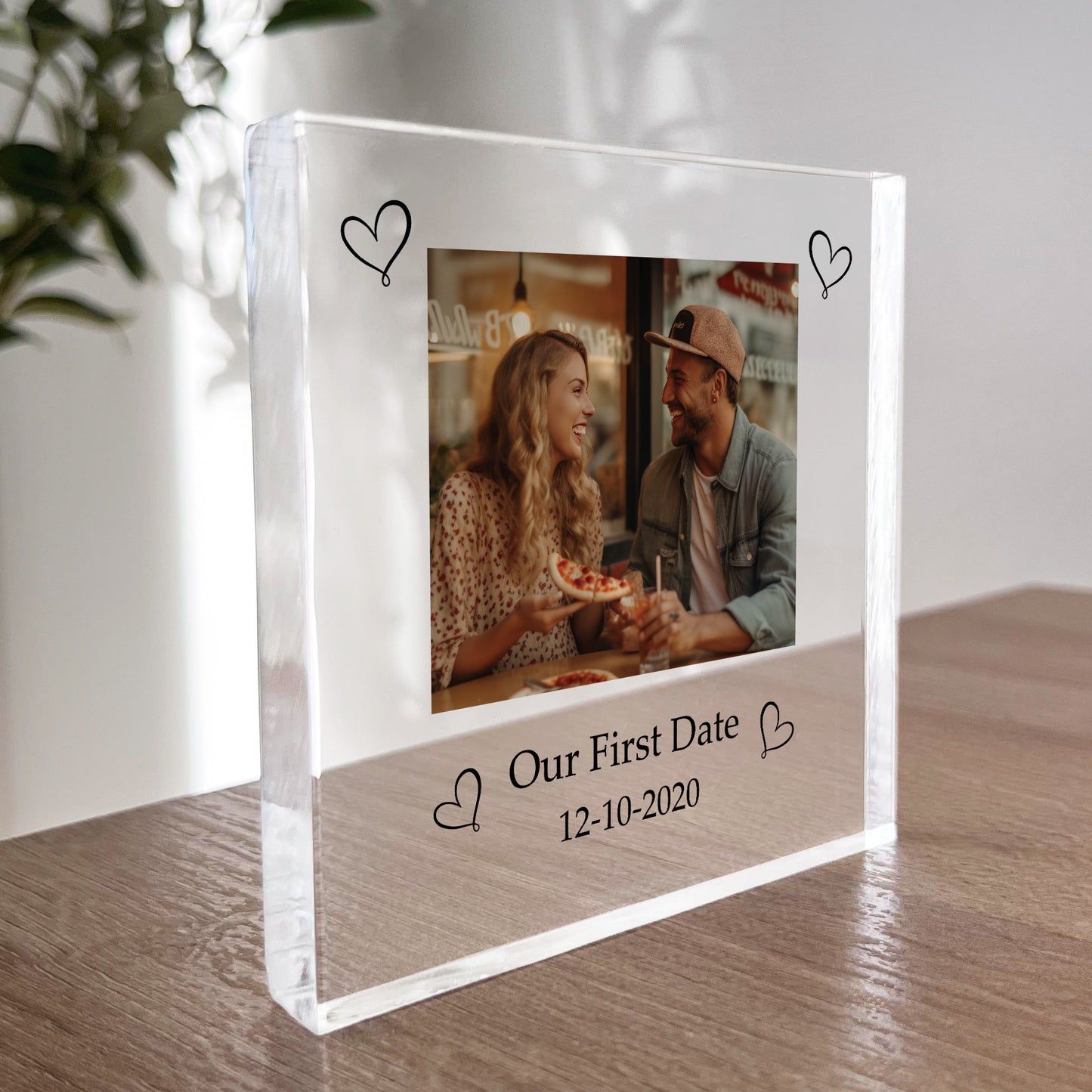 Special Gift For Couple First Date Personalised Photo Block