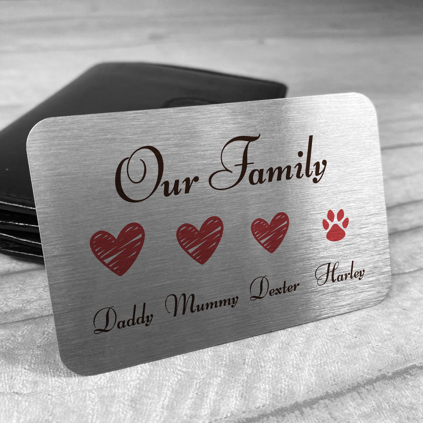 Personalised Family Gift Metal Wallet Card Gift For Him Her