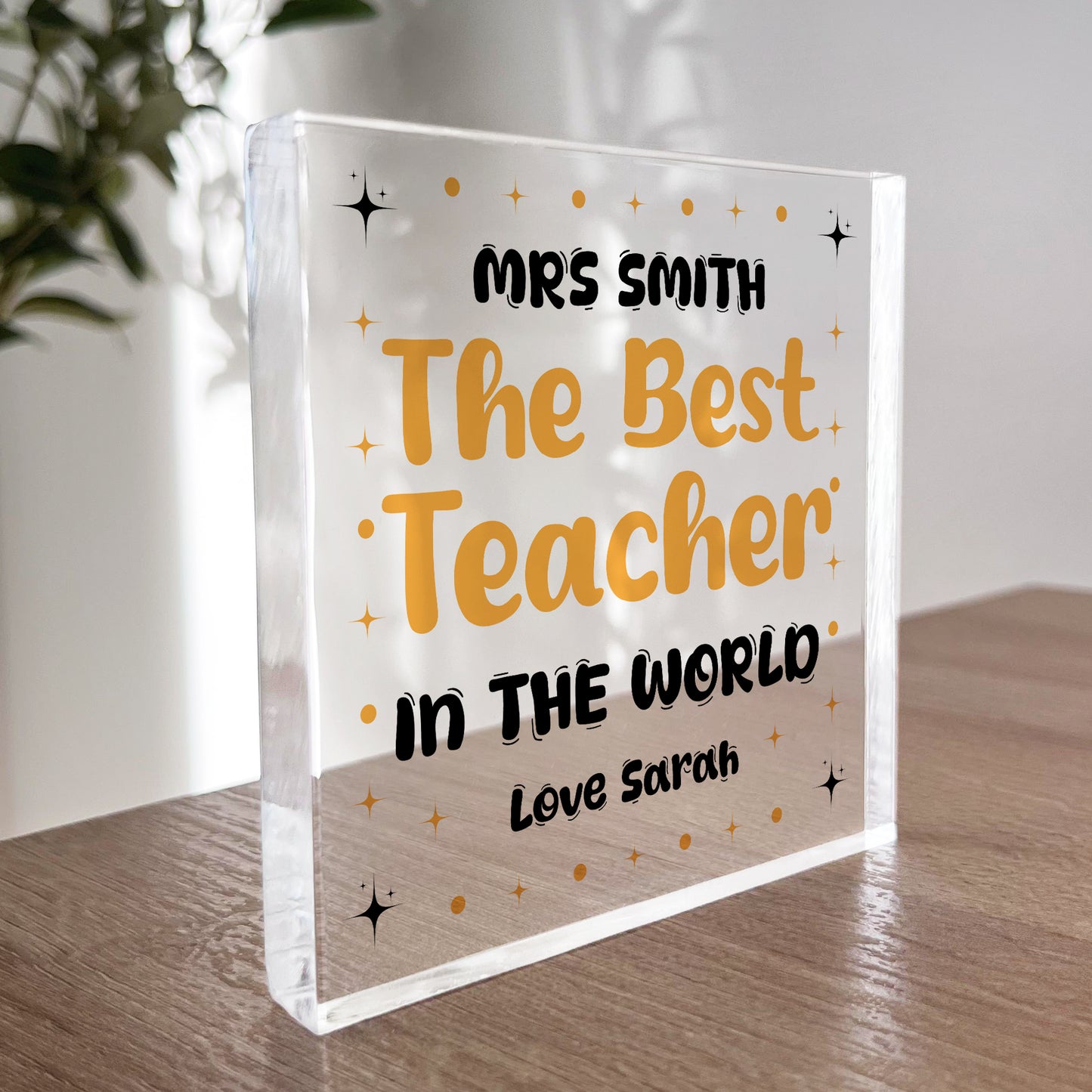 Gift For The Best Teacher In The World Personalised Block