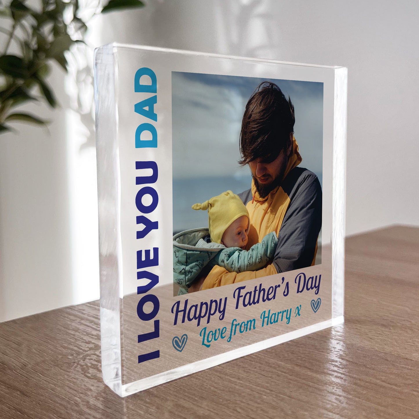 Fathers Day Gift I LOVE YOU DAD Personalised Clear Block