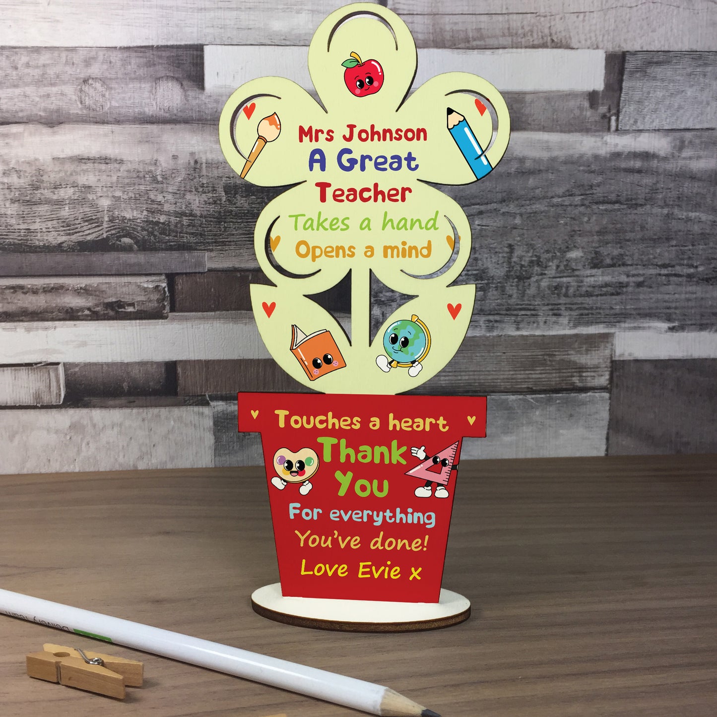 Teacher Appreciation Gifts for Women Men Thank You Wooden Flower