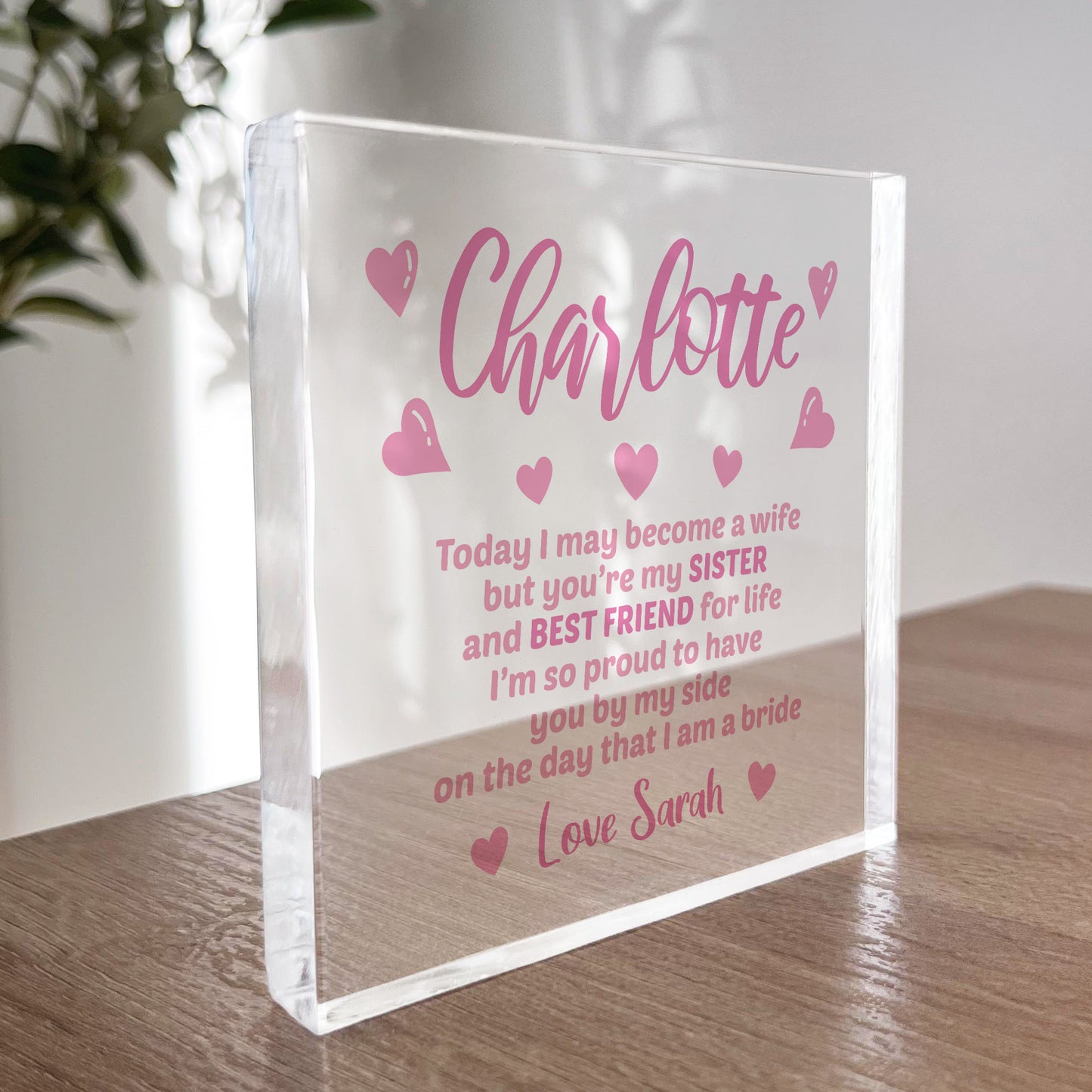 Personalised Maid Of Honour Bridesmaid Gift For Sister Wedding