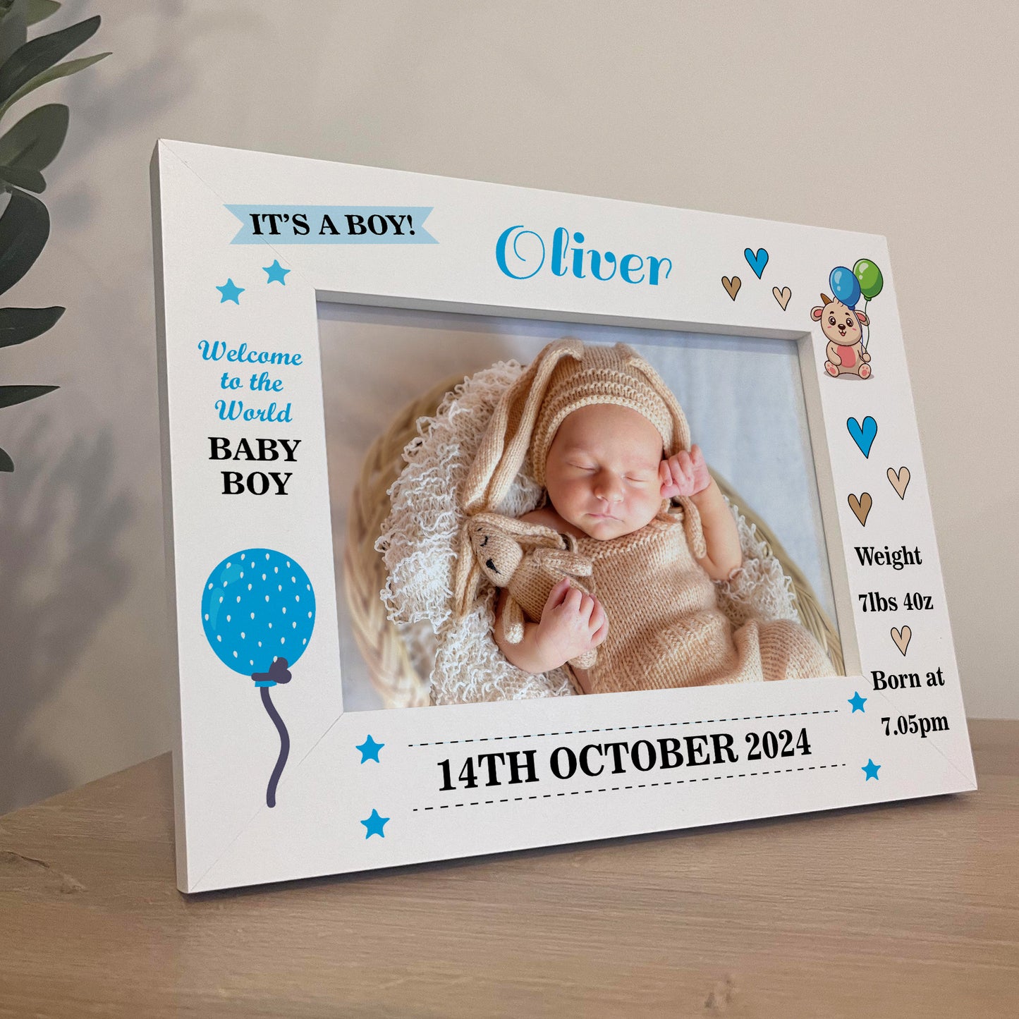 Newborn Baby Boy Keepsake Gifts Personalised Birth Details