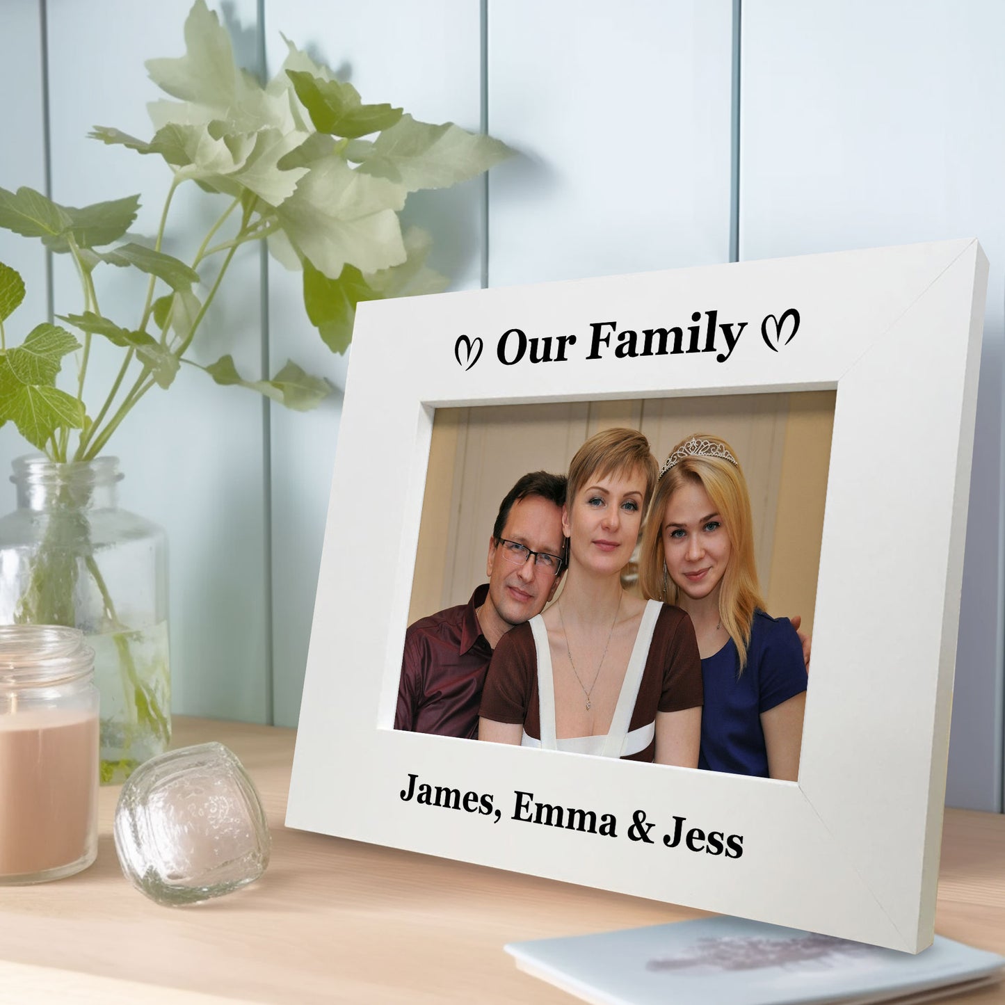 Family Photo Frame Personalised 7x5 Family Wooden Photo Frame