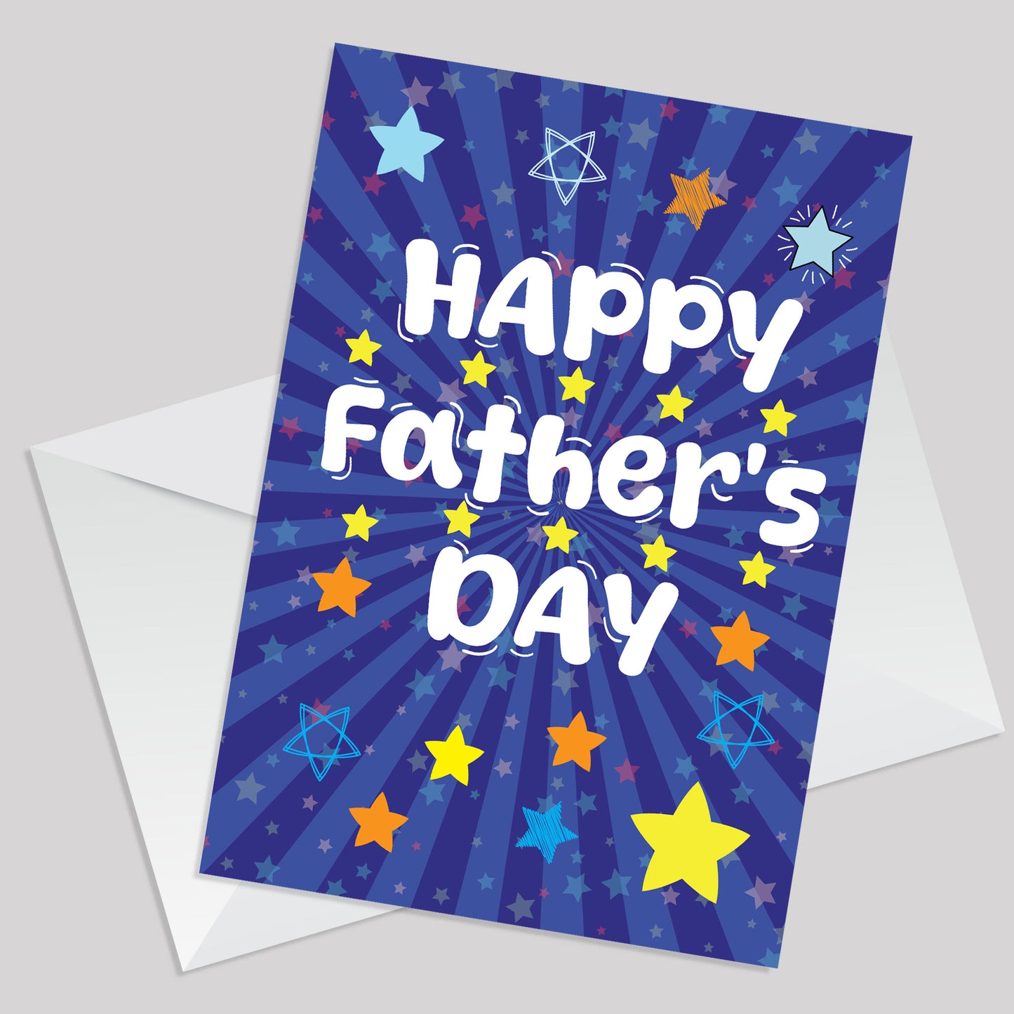 HAPPY FATHERS DAY CARD WITH ENVELOPE Star Design Card For Dad