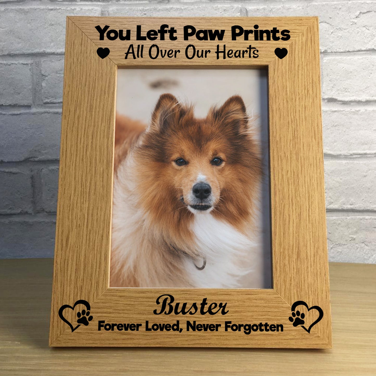 Personalised Pet Memorial Frame Paw Prints All Over Our Hearts