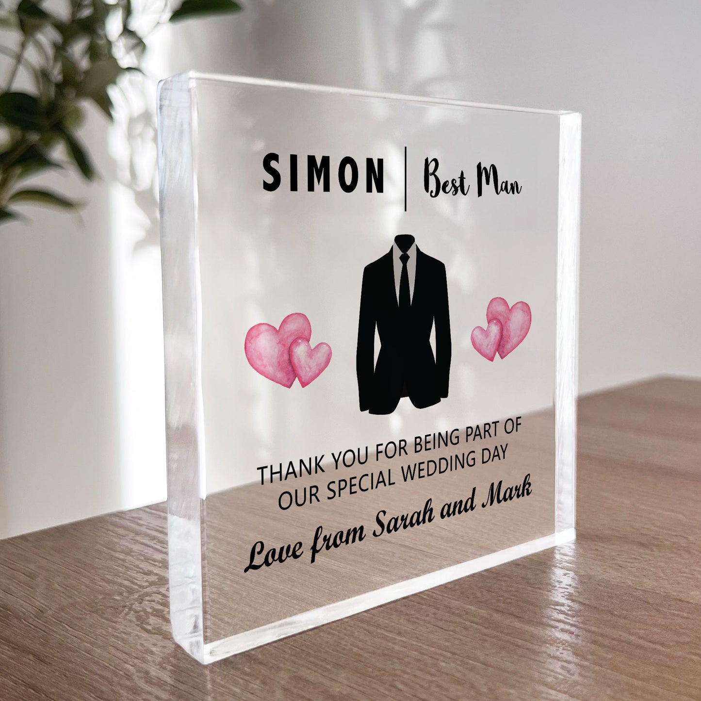 Best Man Thank You Gifts Personalised Acrylic Block Usher Gift