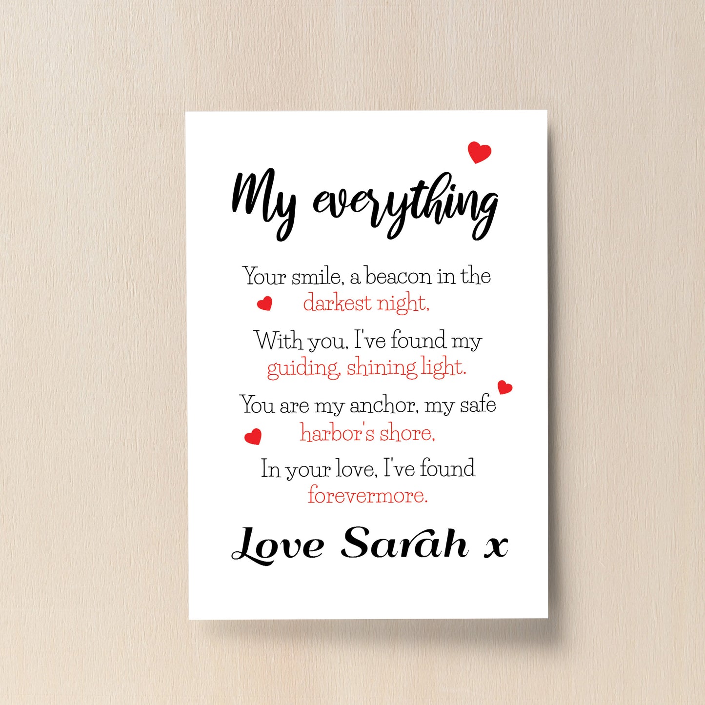 Personalised Gift For Husband Wife MY EVERYTHING Print Gift