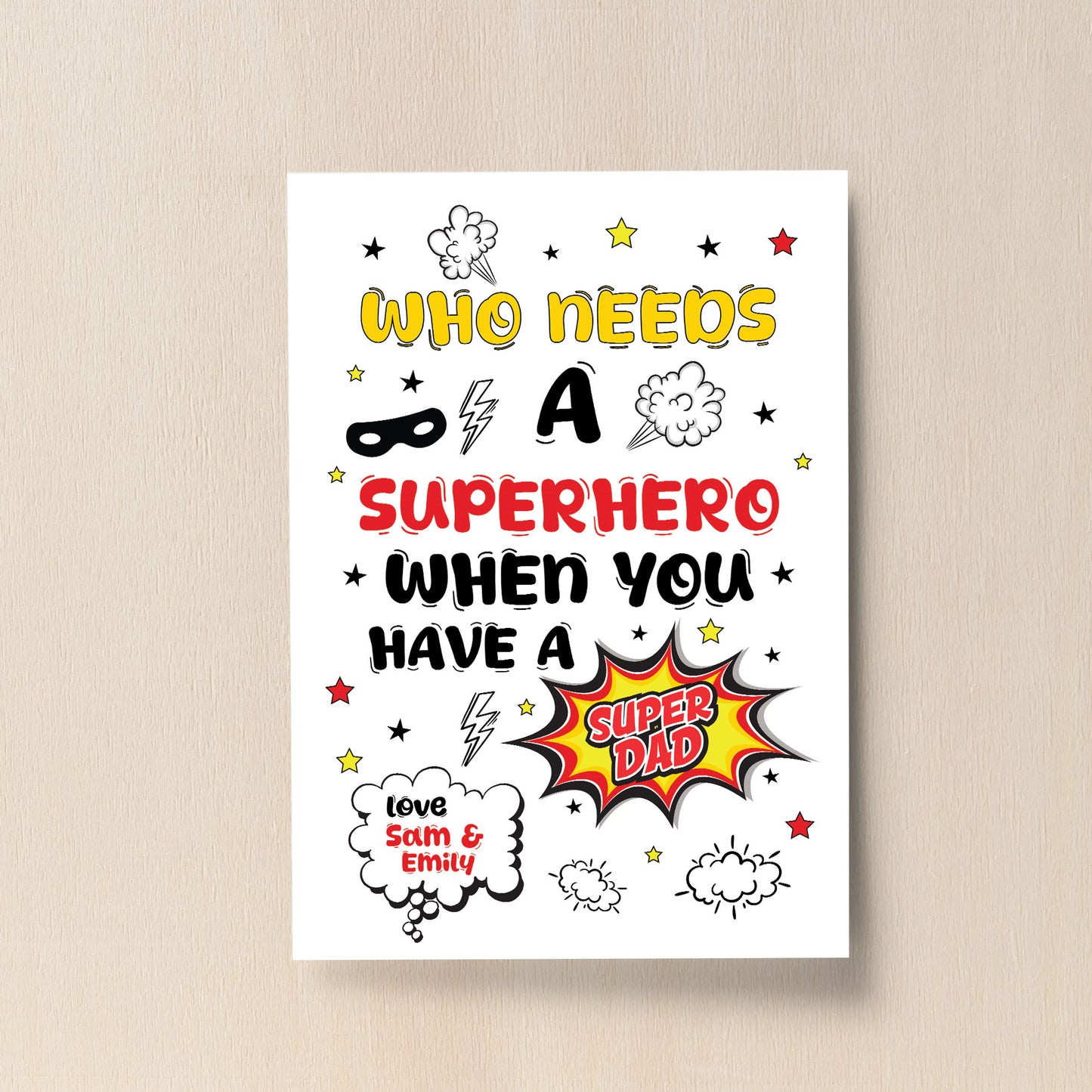 PERSONALISED Daddy Dad Superhero Fathers Day Gifts Print