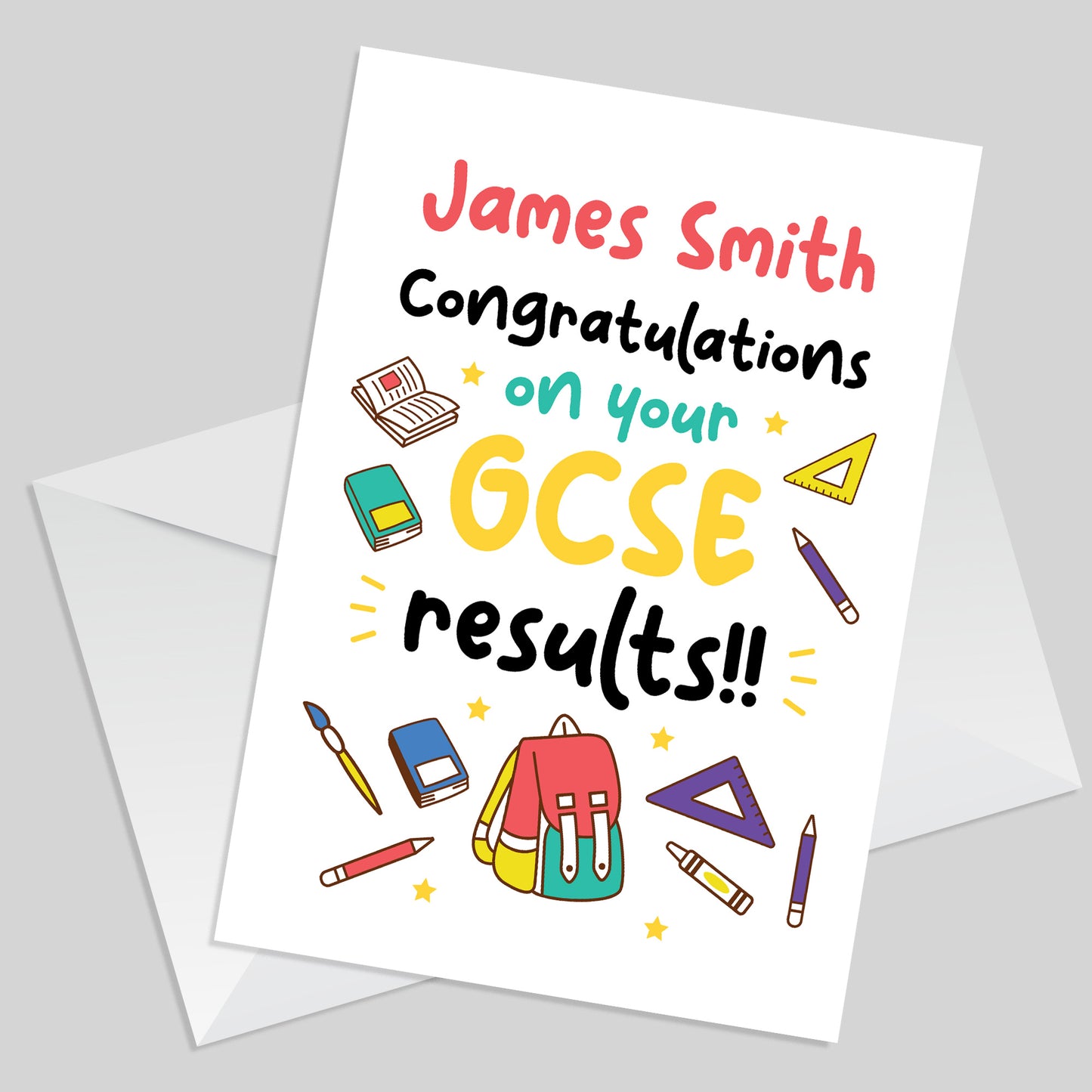 Personalised Congratulations Card GCSE Exam Results Card Pass