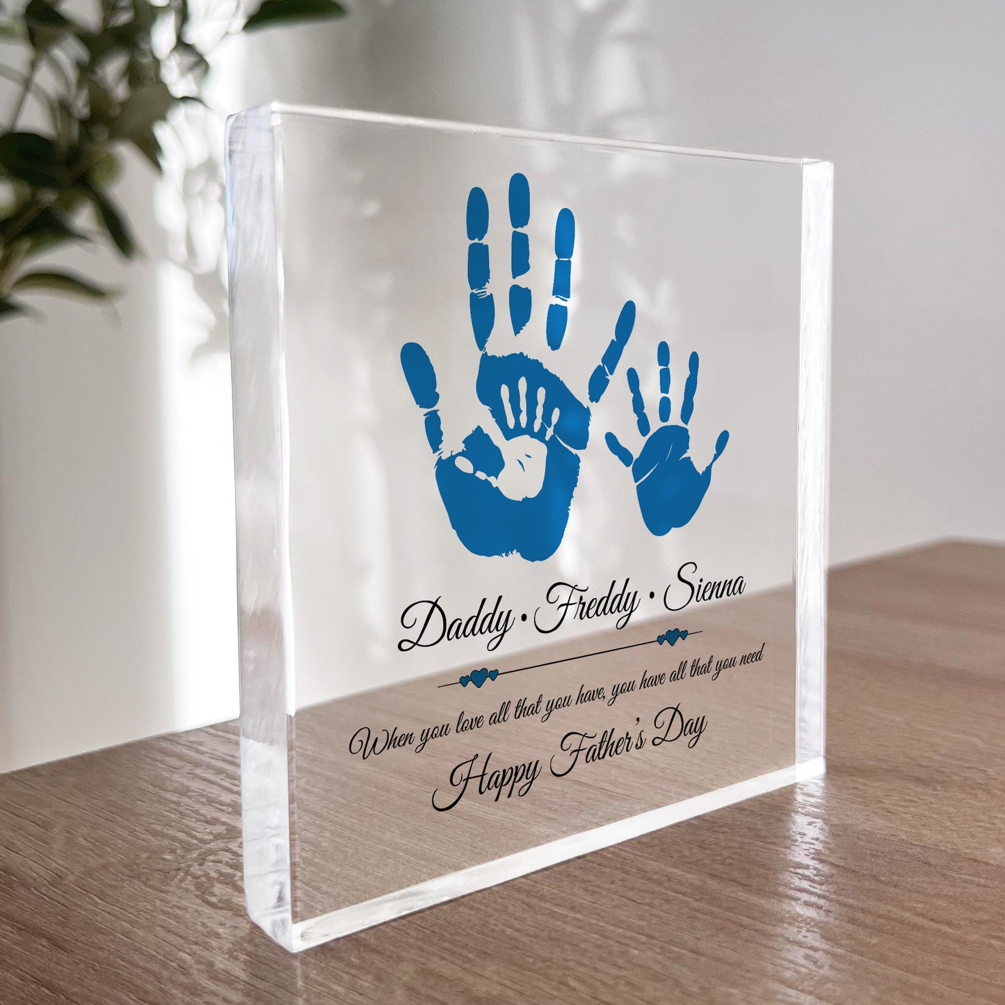 Special Fathers Day Gift Personalised Clear Block Dad Gift