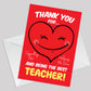 Card For BEST TEACHER Thank You Card For Teacher A6 Card