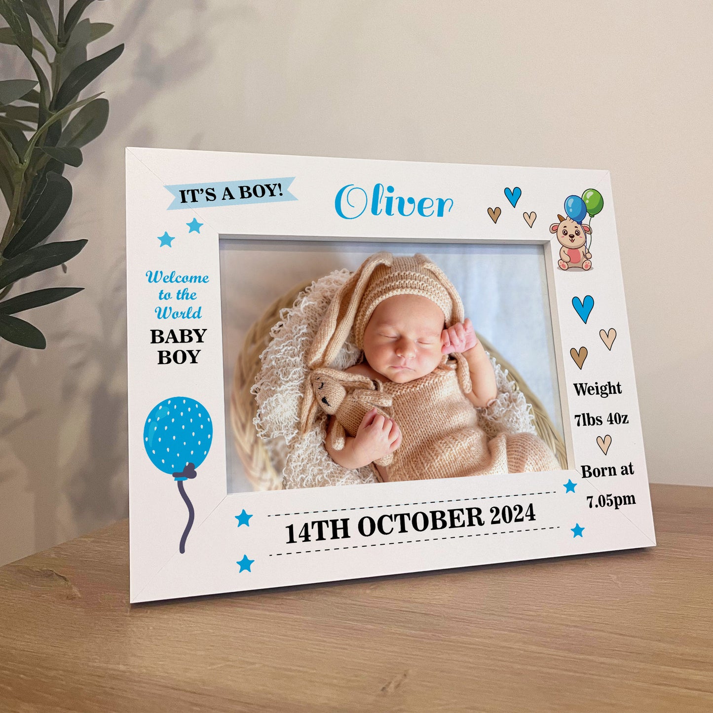 Newborn Baby Boy Keepsake Gifts Personalised Birth Details