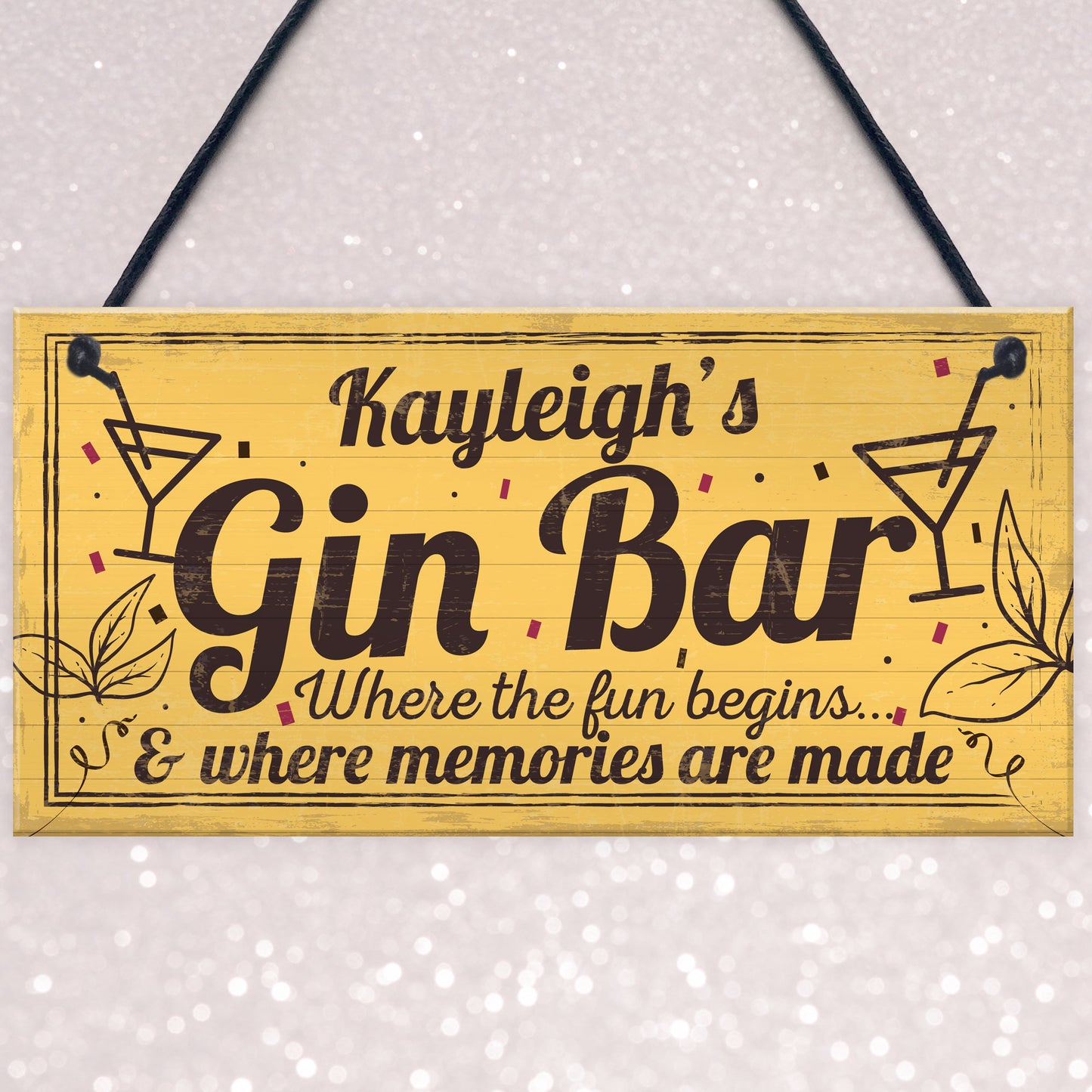 Personalised Gin Bar Signs Gin Gifts for Women Gin Lovers