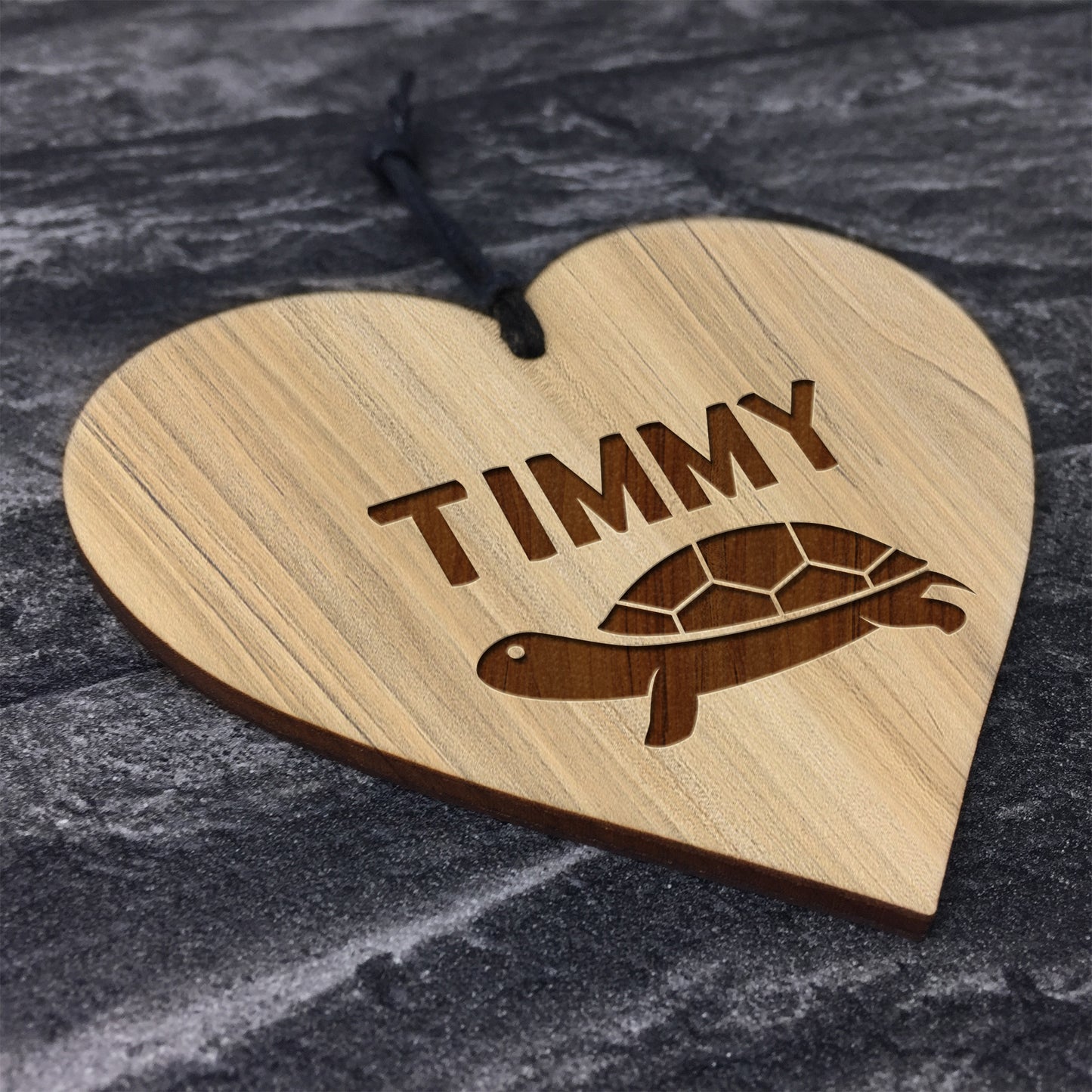 Personalised Tortoise Sign Engraved Wood Heart Turtle Gift