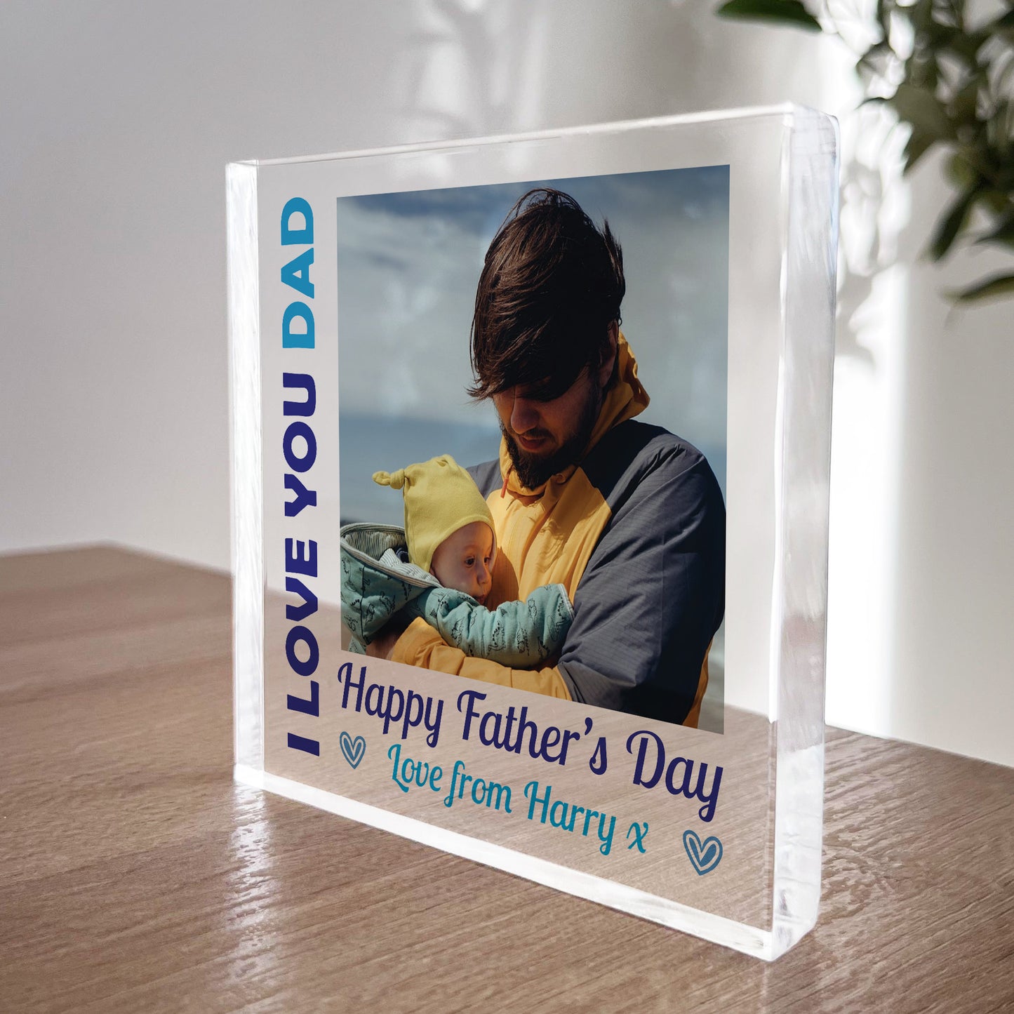 Fathers Day Gift I LOVE YOU DAD Personalised Clear Block