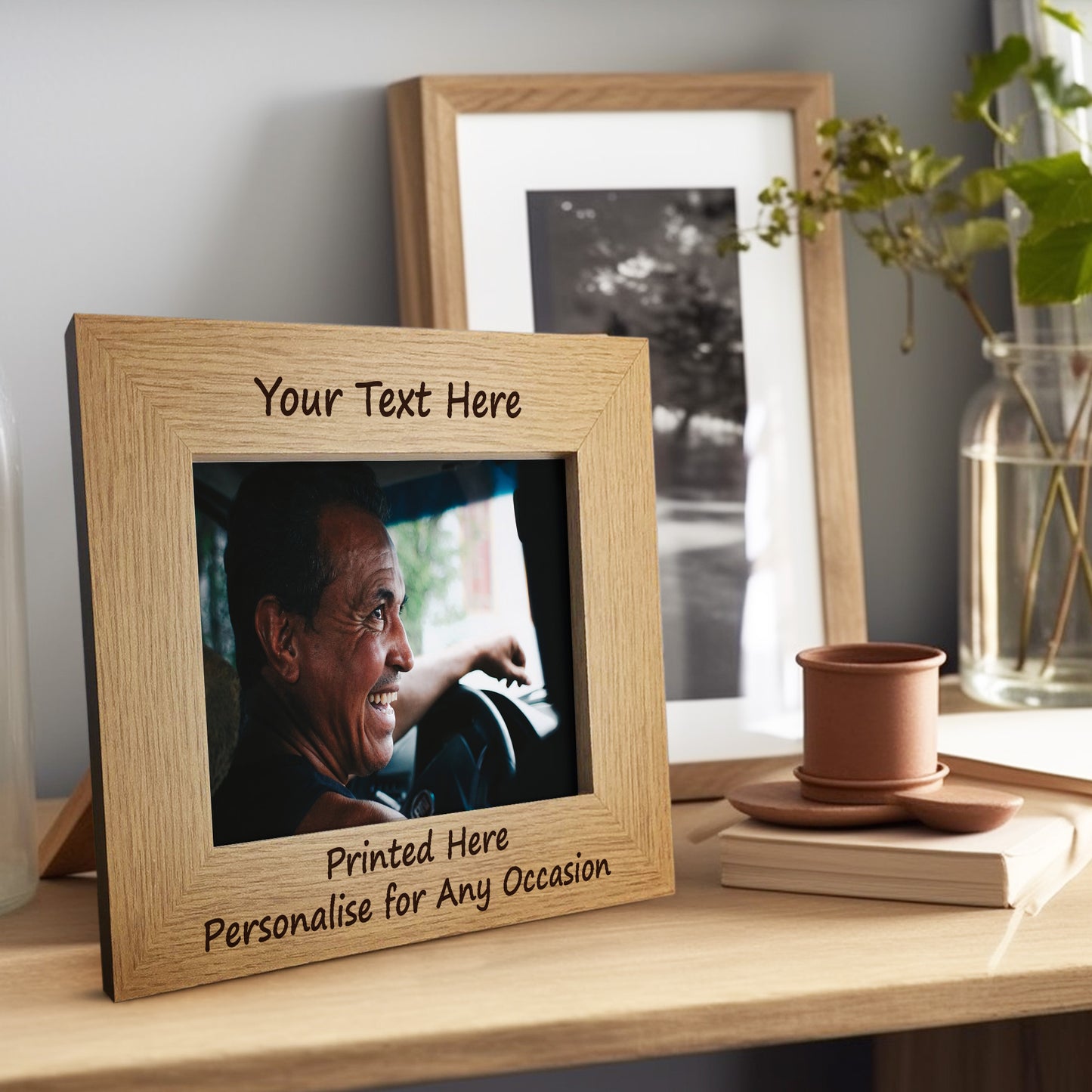 Personalised 7x5 Oak Wooden Photo Custom Frame Gift For Family