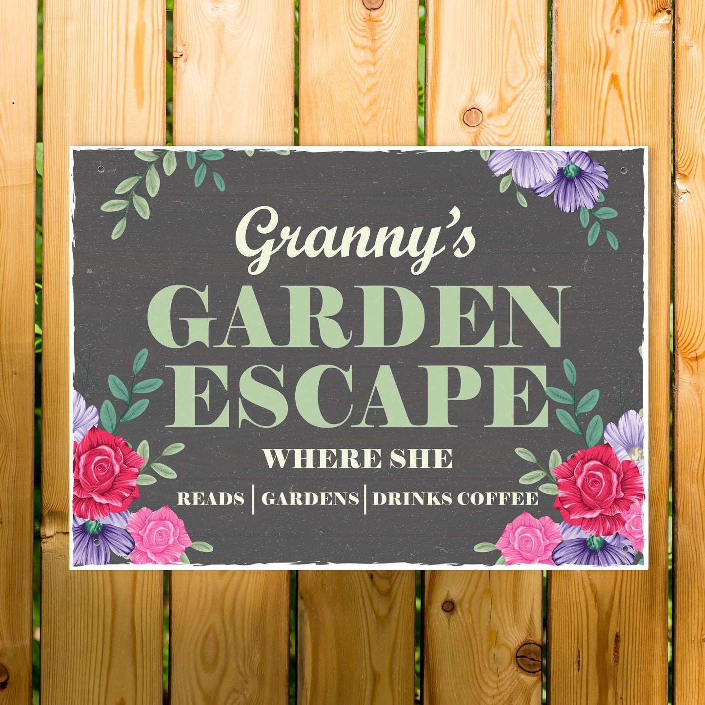 PERSONALISED Any Names GARDEN ESCAPE Sign Garden Shed Sign