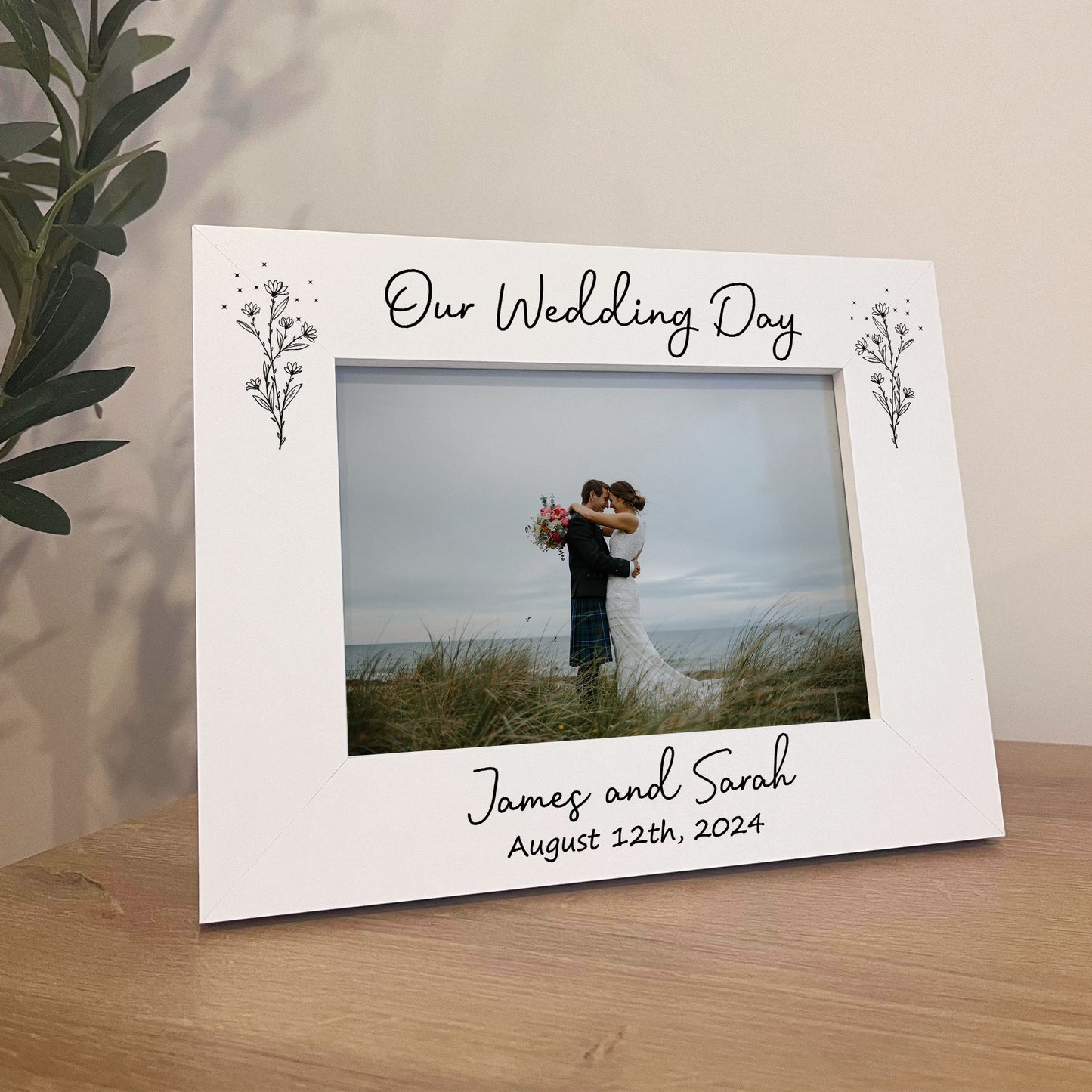 Personalised Wedding Day 7x5 White Photo Frame Gift Keepsake