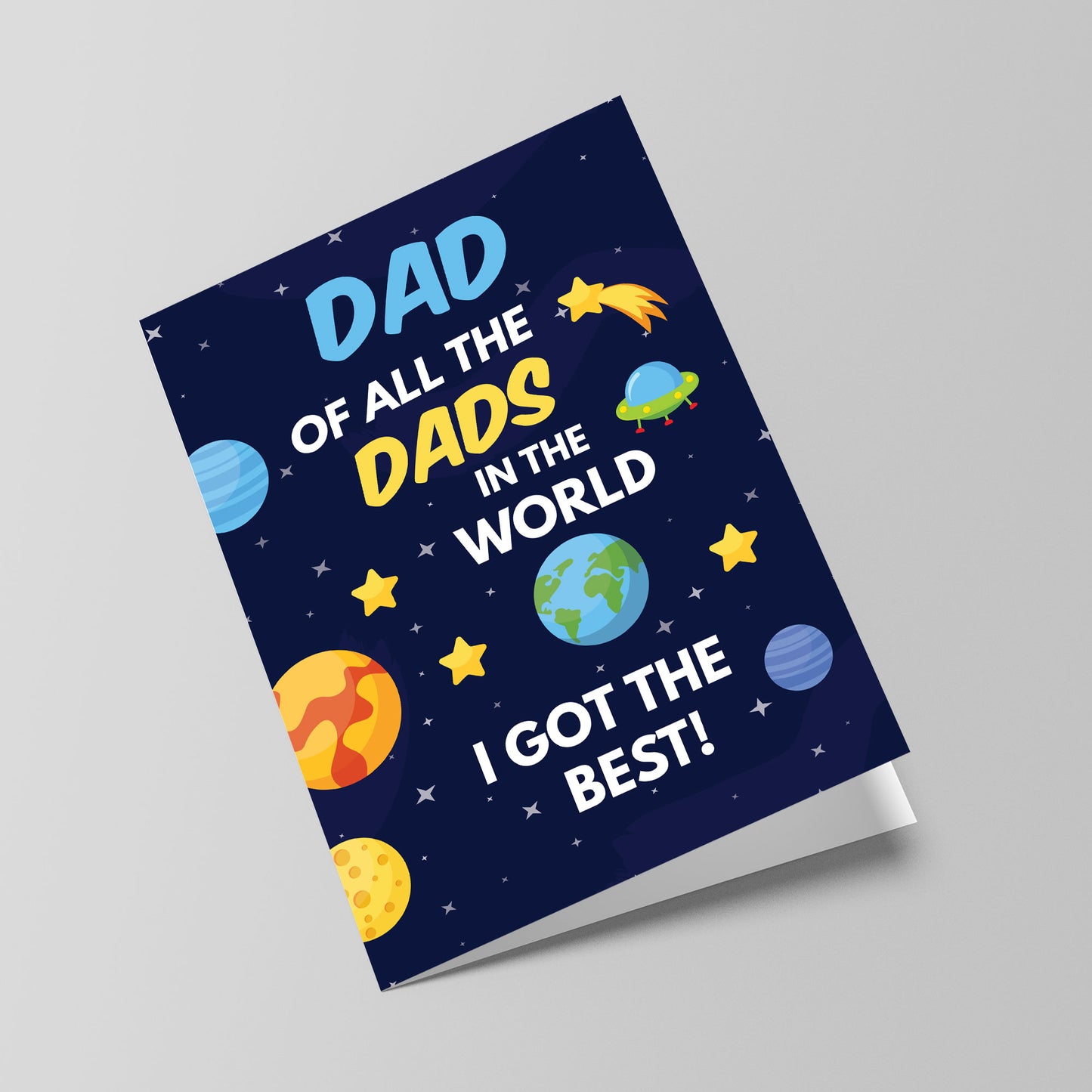 Fathers Day Card Space Theme Card Best Dad In The World Card