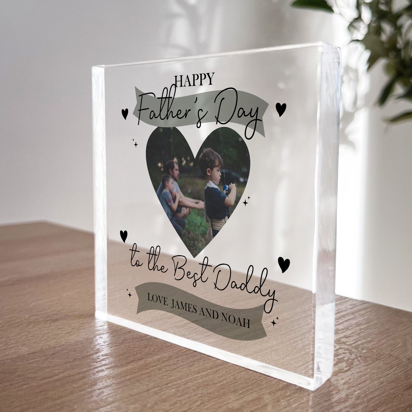 Fathers Day Gift For Best Daddy Personalised Clear Block Daddy