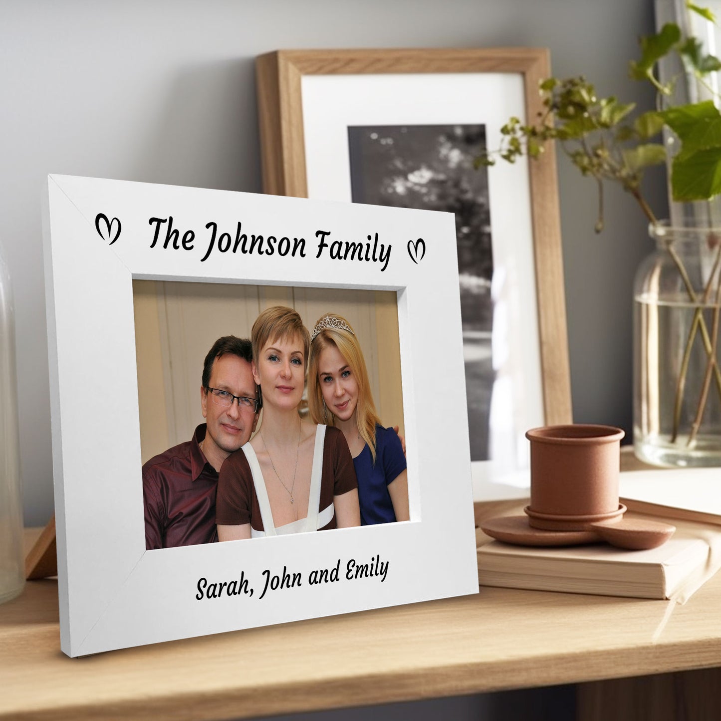 Personalised Family Photo Frame 7x5 White Wooden Picture Frame