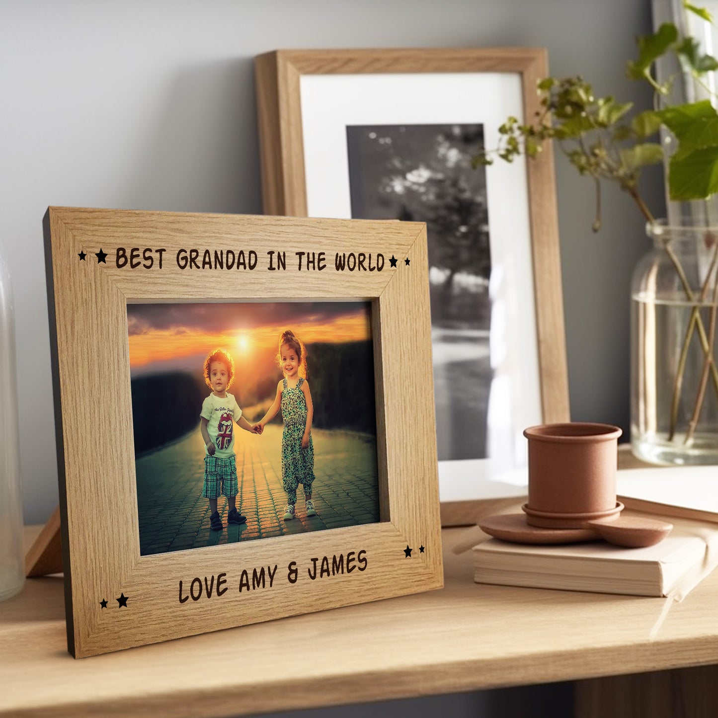 Best Grandad 7x5 Oak Frame Gift For Him Birthday Grandfather