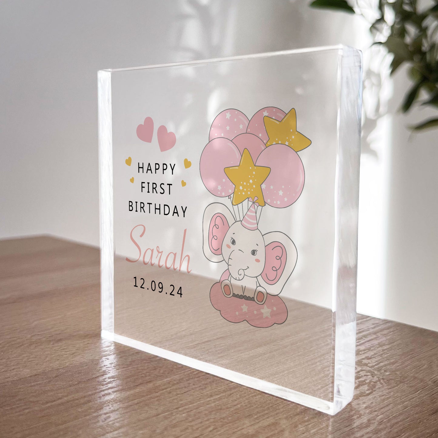 Personalised 1st Birthday Gift For Baby Boy Girl Acrylic Block