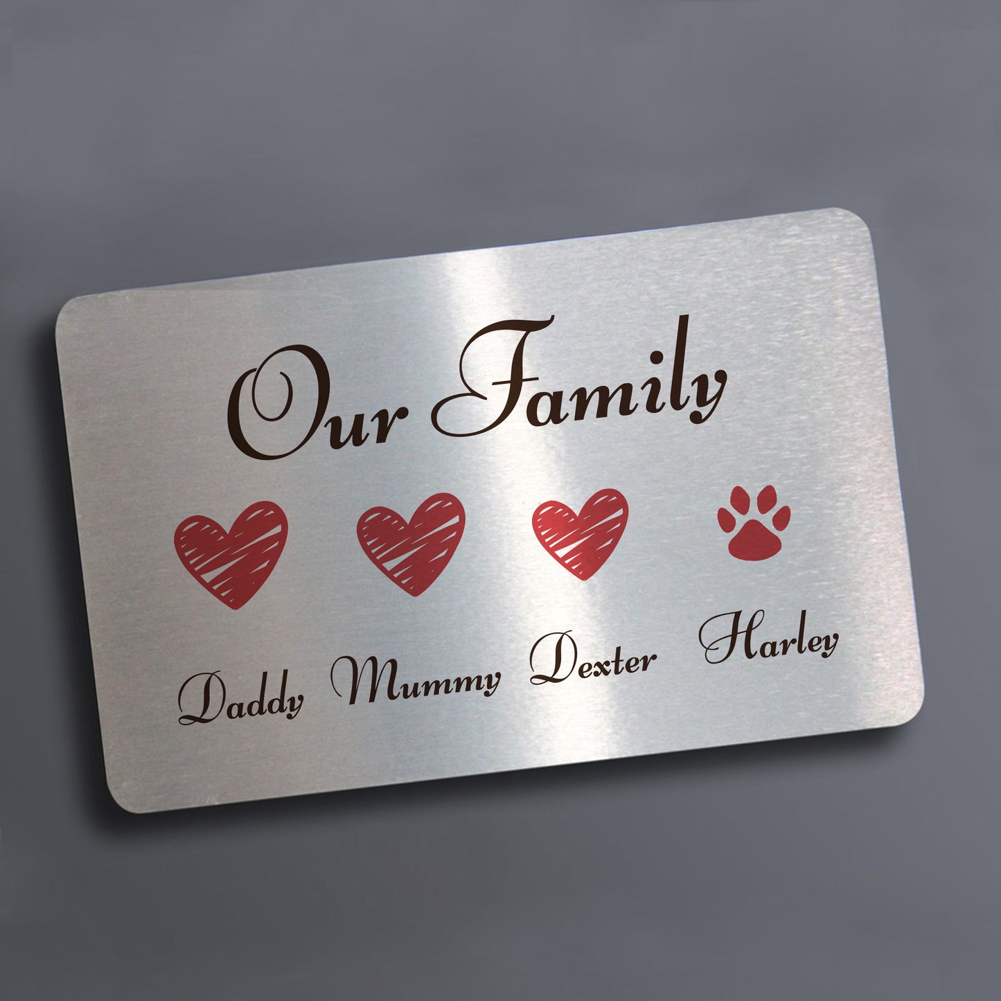 Personalised Family Gift Metal Wallet Card Gift For Him Her