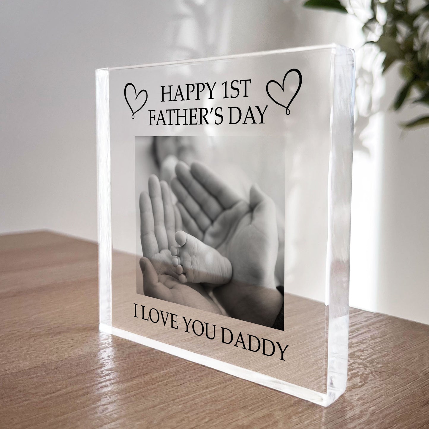 Happy 1st Fathers Day Gift For Daddy Personalised Photo Block