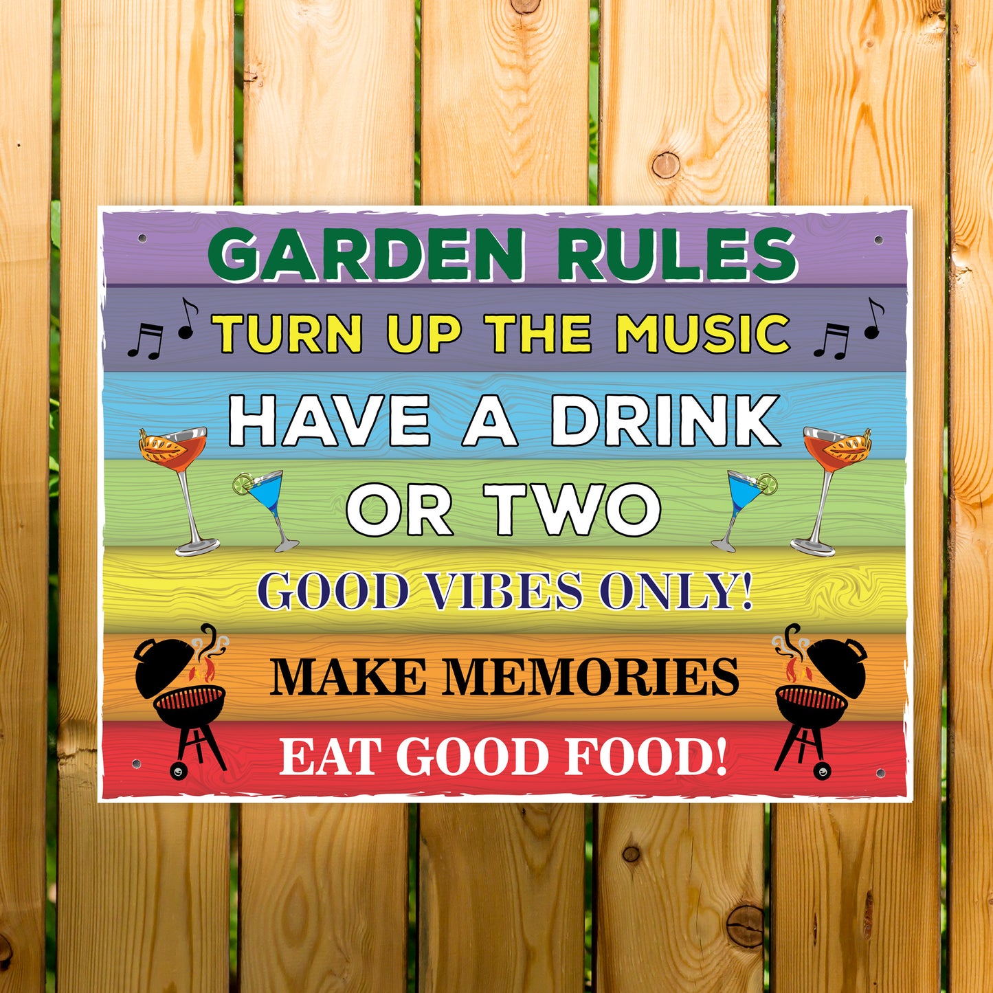 Colourful Garden Rules Sign Hanging Wall Sign Garden Signs