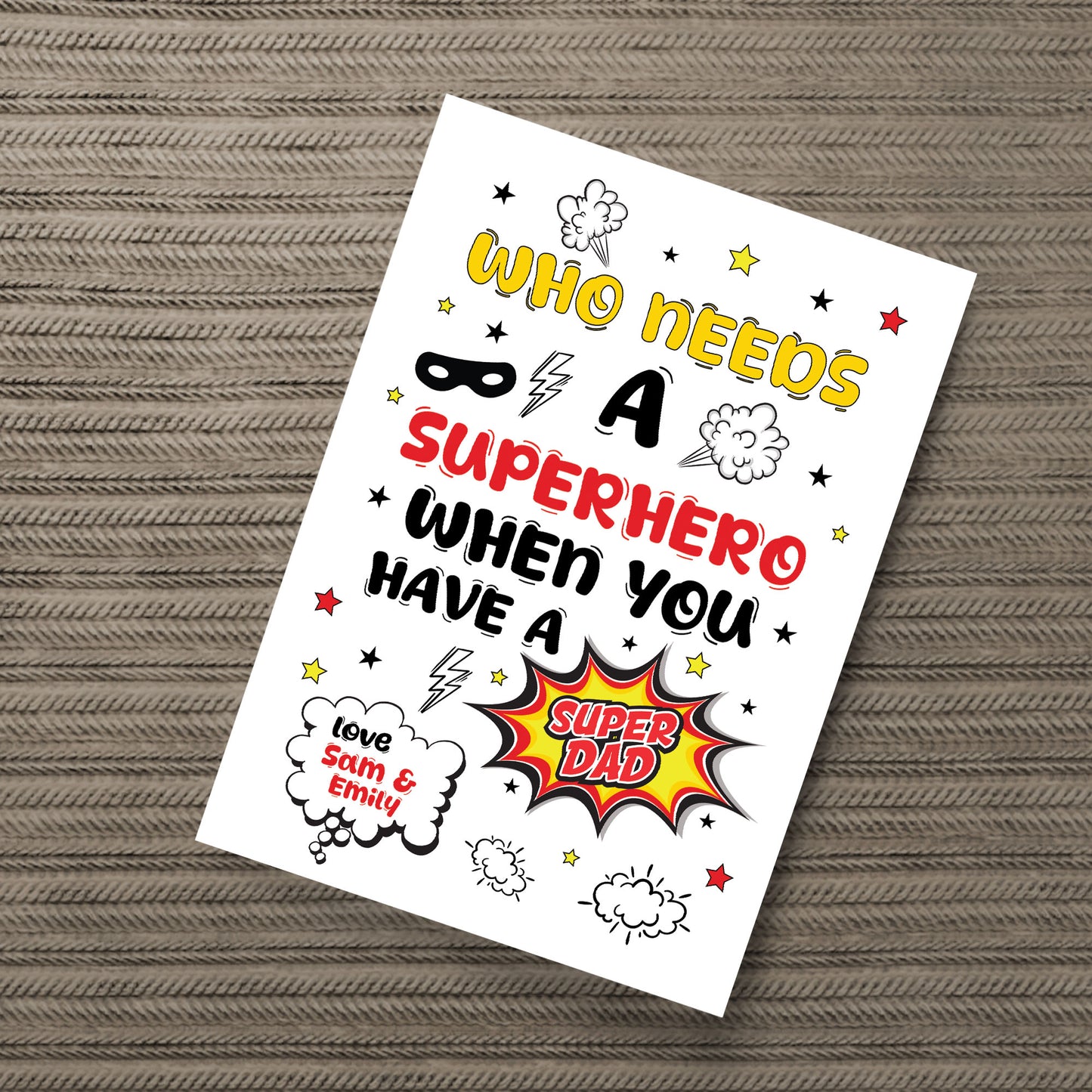 PERSONALISED Daddy Dad Superhero Fathers Day Gifts Print