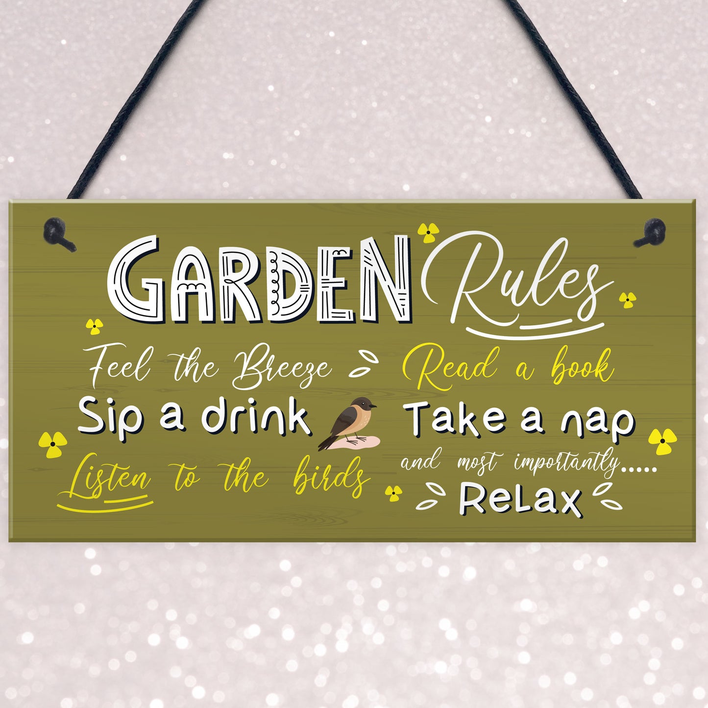 Handmade Hanging Wall Plaque Garden Rules Sign For Gardener