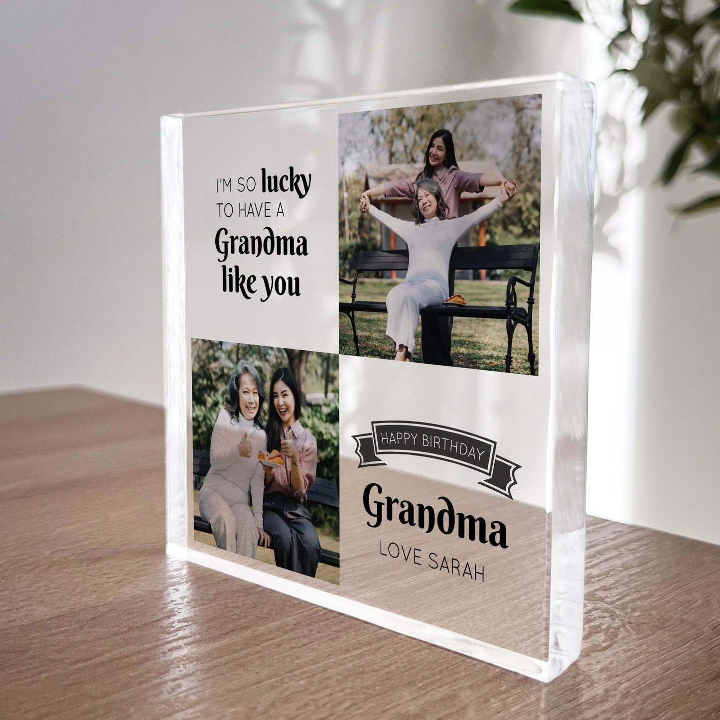 Personalised Grandma Birthday Gifts Acrylic Photo Block For Her