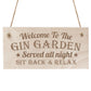 GIN GARDEN SIGN Engraved Hanging Wall Sign Home Bar Sign