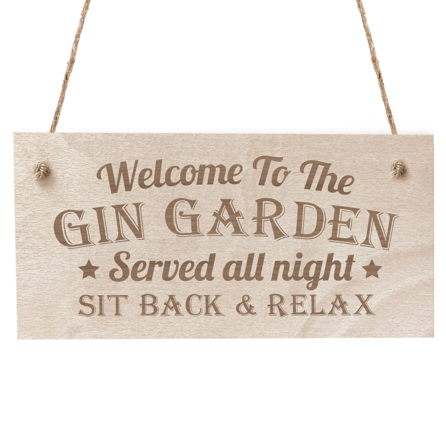 GIN GARDEN SIGN Engraved Hanging Wall Sign Home Bar Sign
