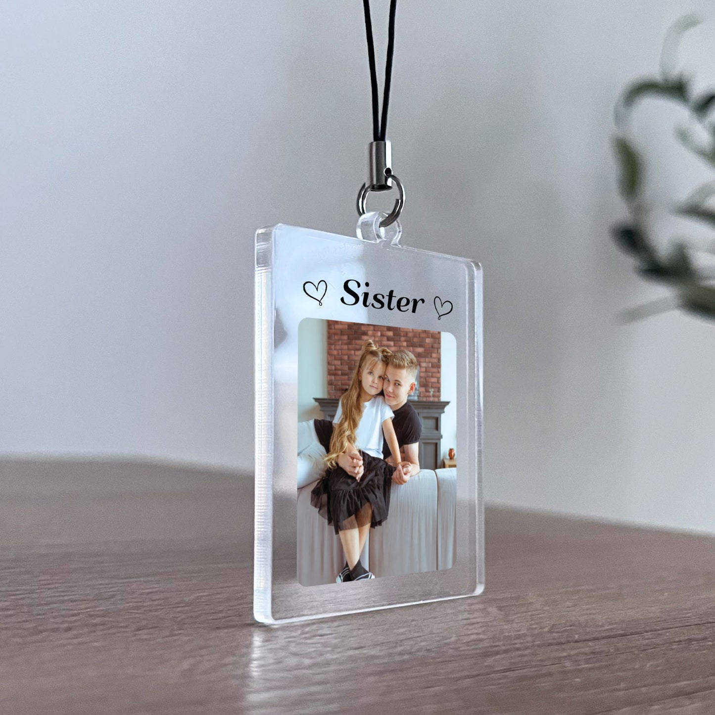 Sister Keyring Gift Personalised Photo Acrylic Keychain Birthday