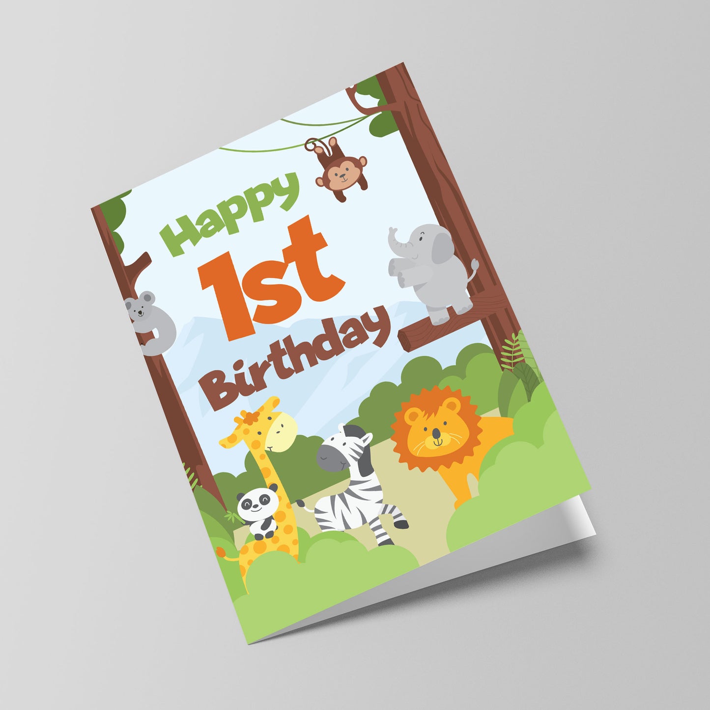 1st Birthday Card for Boys Girls First Birthday Jungle Cards