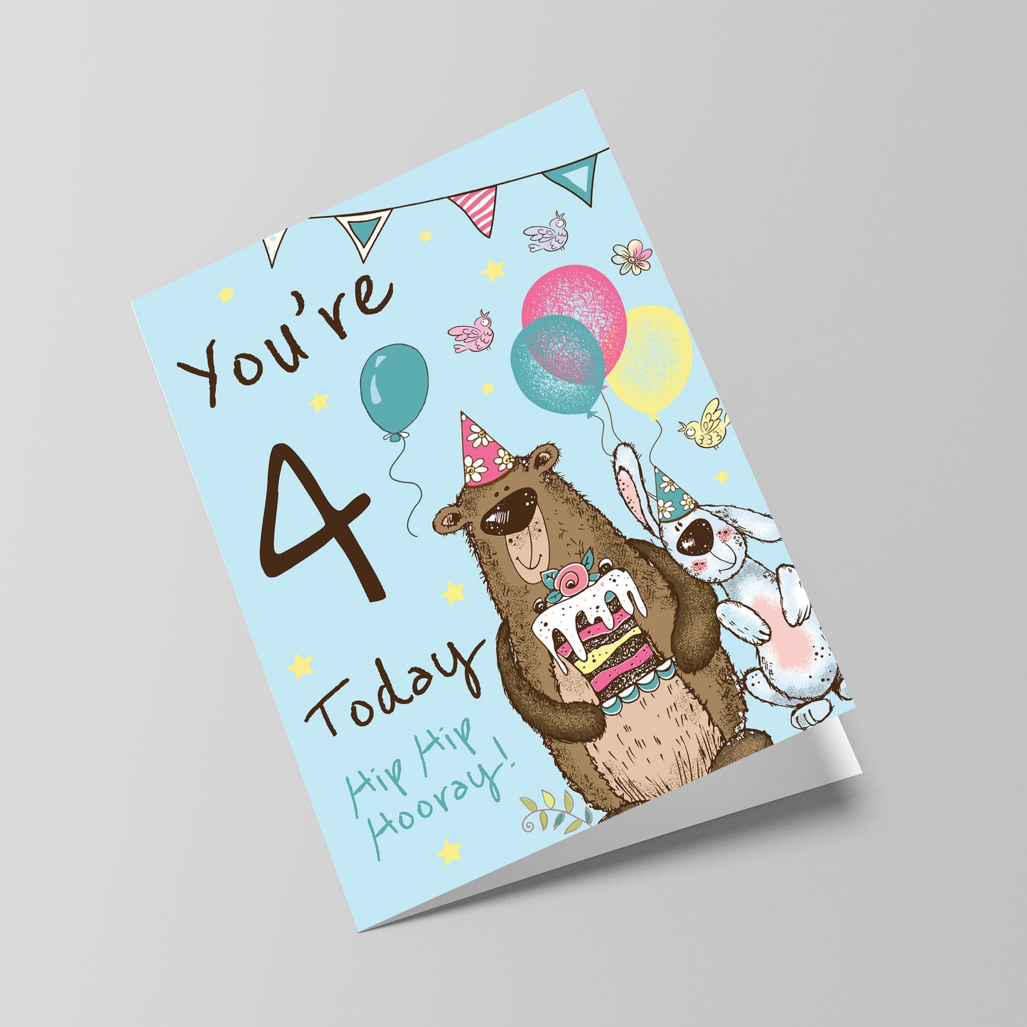 Youre 4 Today Birthday Card First Birthday Card For Grandson Son