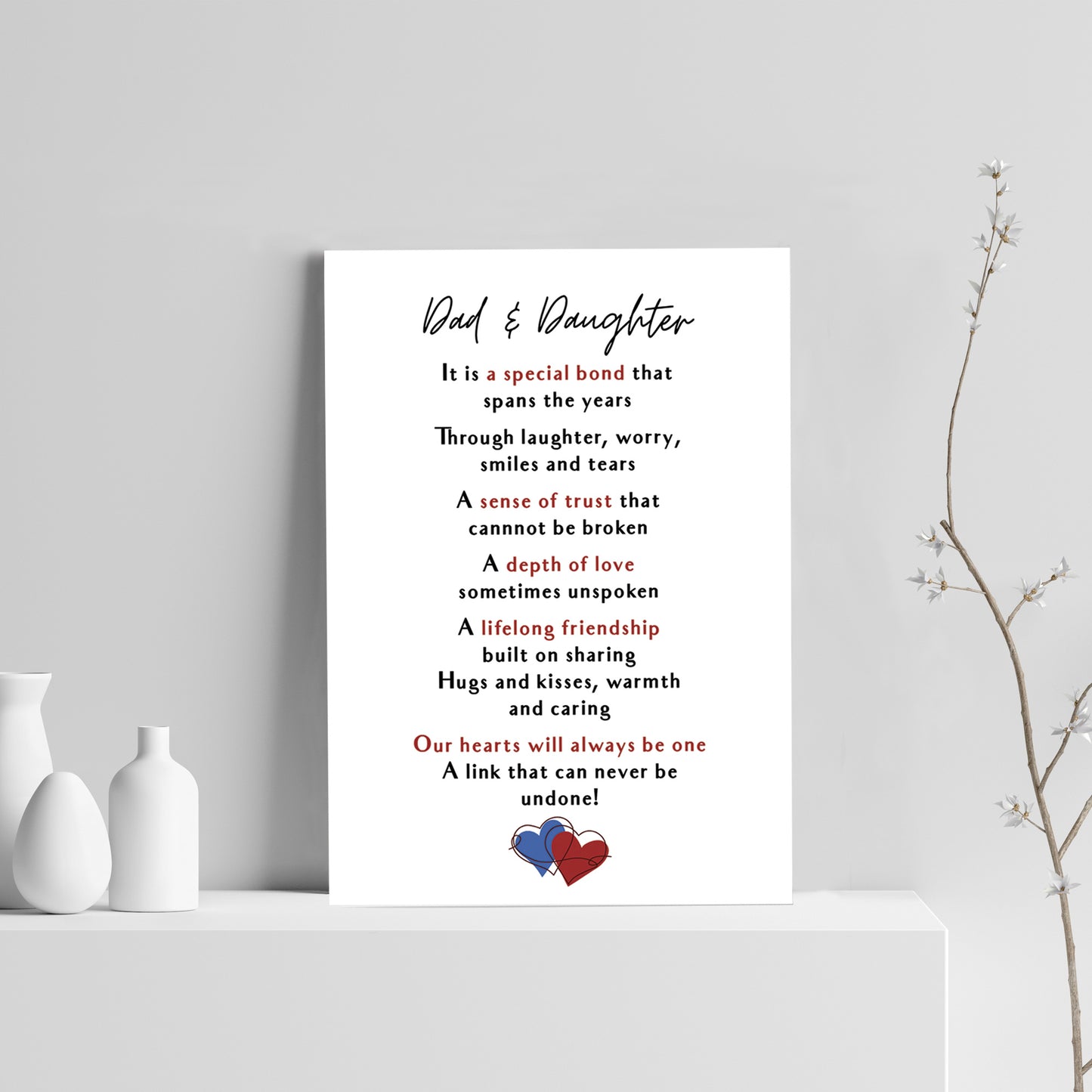 Dad And Daughter Print Thank You Gift For Dad Fathers Day Gift