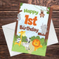 1st Birthday Card for Boys Girls First Birthday Jungle Cards