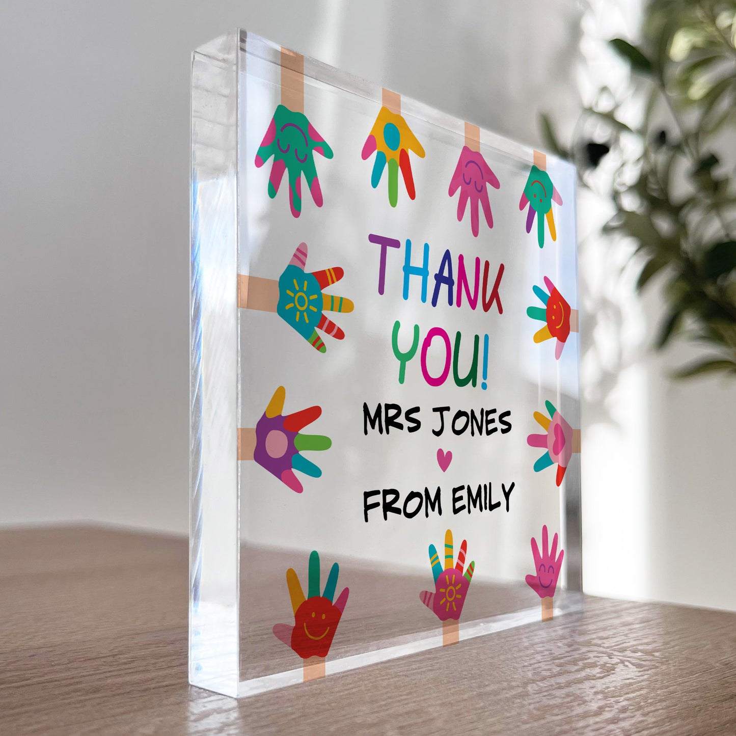 Personalised Teacher Gift Teacher Acrylic Block THANK YOU