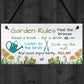 Hanging Garden Rules Sign Perfect For Gardeners Wall Door Sign