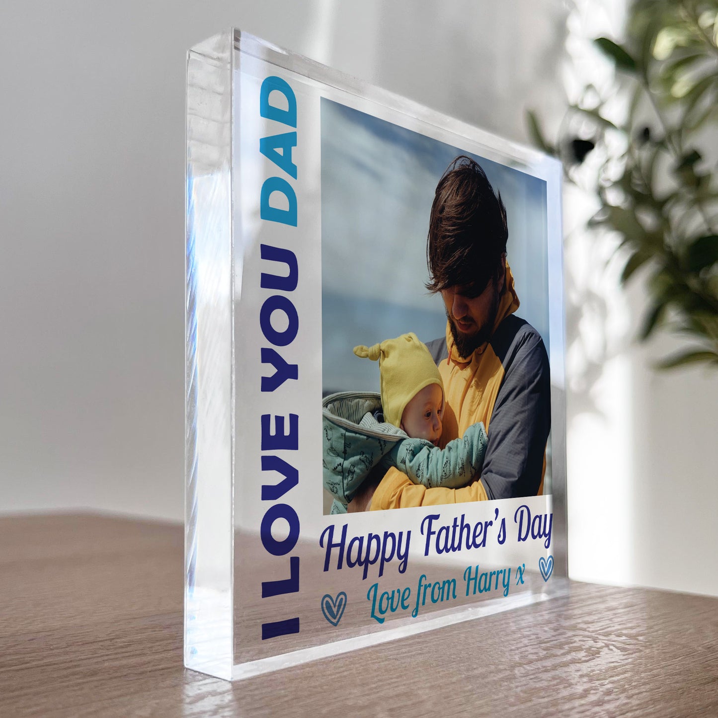 Fathers Day Gift I LOVE YOU DAD Personalised Clear Block