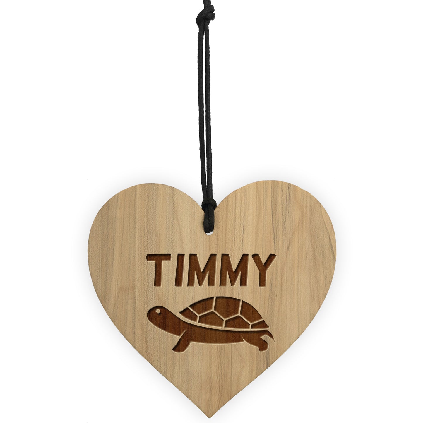 Personalised Tortoise Sign Engraved Wood Heart Turtle Gift