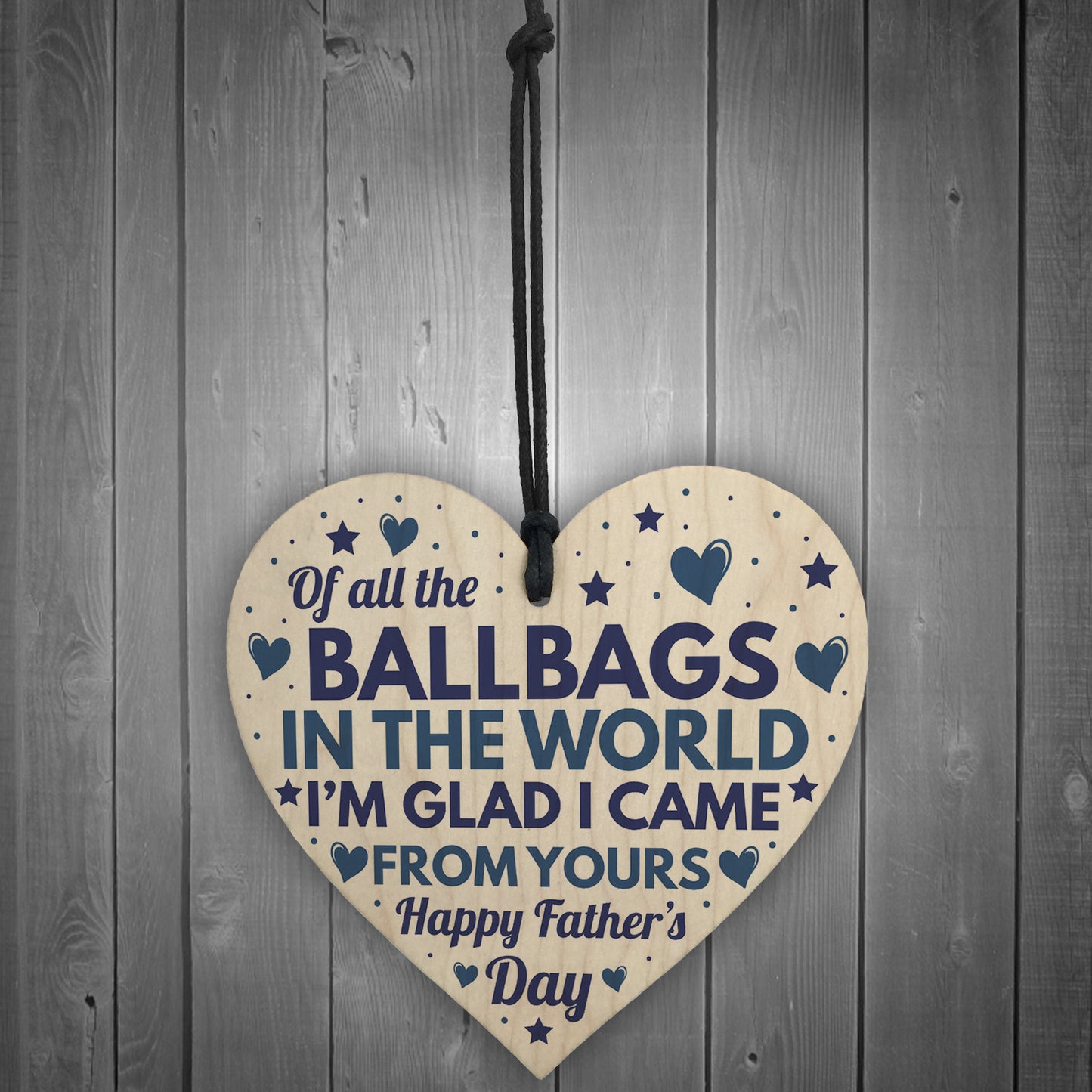 Funny Fathers Day Card and Wooden Heart Novelty Fathers Day Joke