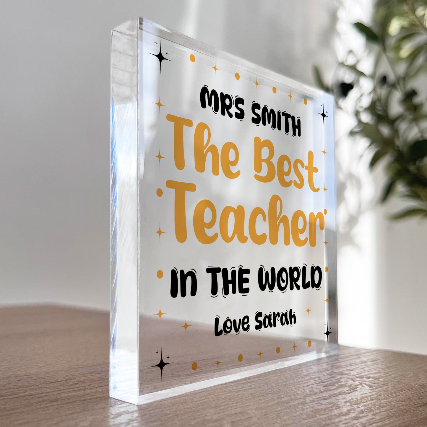 Gift For The Best Teacher In The World Personalised Block