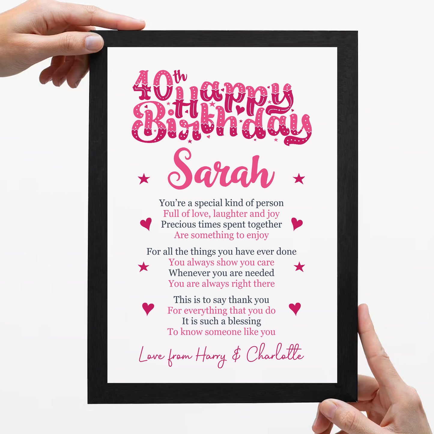 PERSONALISED 40th Birthday Gifts For Her Gift For Daughter