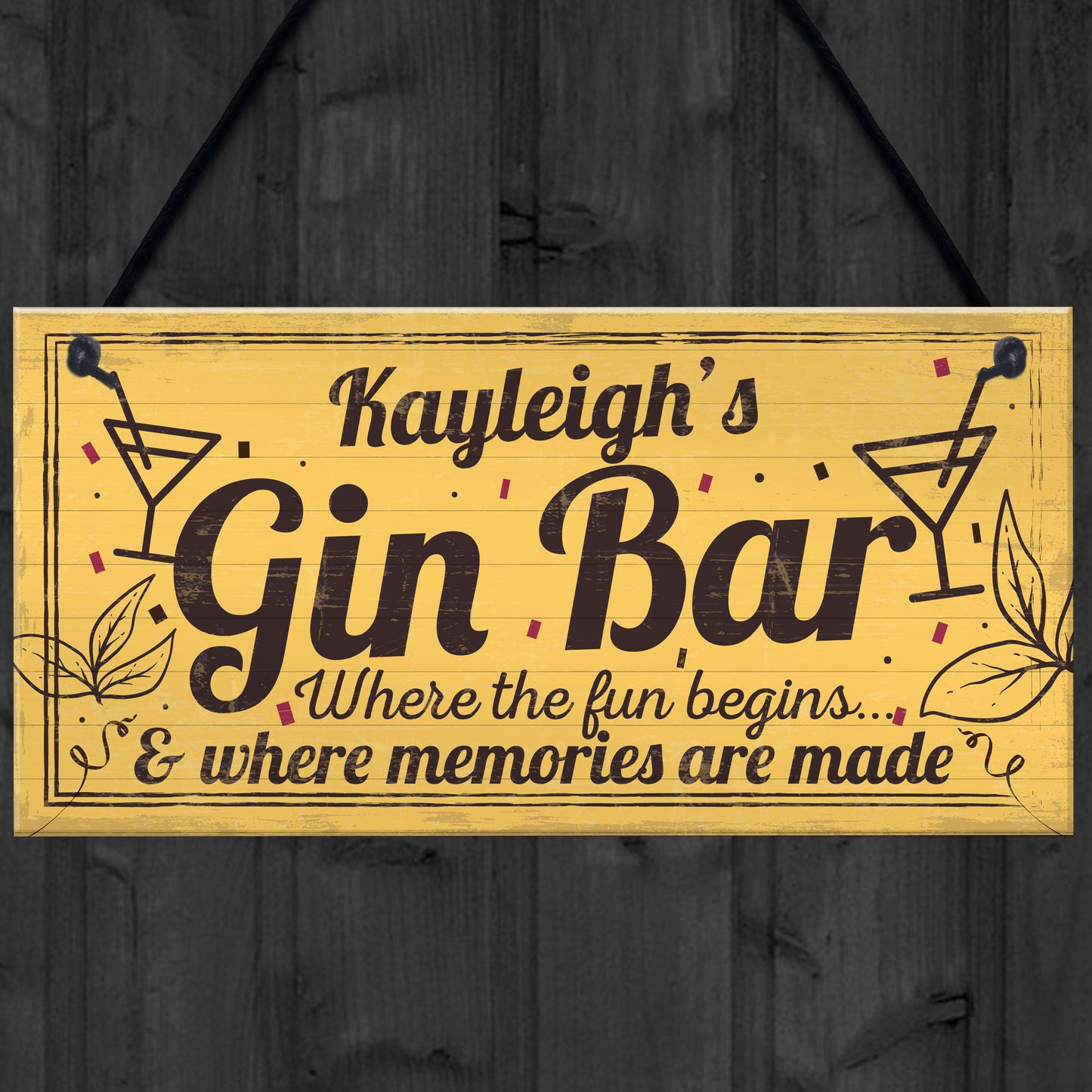 Personalised Gin Bar Signs Gin Gifts for Women Gin Lovers